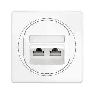 Встраиваемая двойная компьютерная розетка CADUCEUS ALING EON с модулями Keystone RJ45 8P8C, cat.5e, UTP
