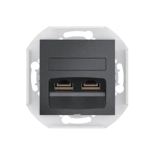 Розетка скрытой установки CADUCEUS ALING PRESTIGE двойная, компьютерная с модулями Keystone RJ45 8P8C, cat.5e, FTP, механизм