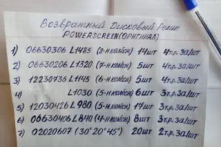 Ролики дисковые POWERSCREEN 06630306,06630206,12230735,12030426,06630406,02020607, L1030