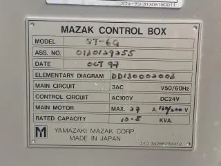 Токарный с ЧПУ Mazak QT6G Ø 100 x 240 mm c подачей прутка 5114 = Mach4metal