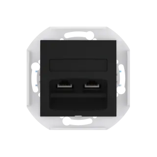Розетка скрытой установки CADUCEUS ALING PRESTIGE двойная компьютерная с модулями Keystone RJ45 8P8C, cat.6, UTP, механизм
