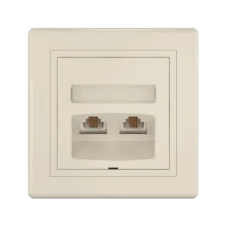 Розетка скрытой установки CADUCEUS ALING PRESTIGE с модулями Keystone 2хRJ12 6P4C, двойная, телефонная