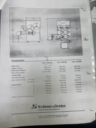Фаршемешалка скоростная CFS KRAMER+GREBE TMG 2200/280