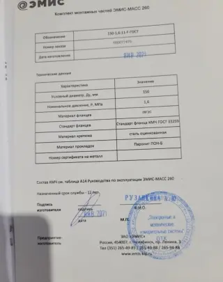 Расходомер массовый Эмис Масс DN150