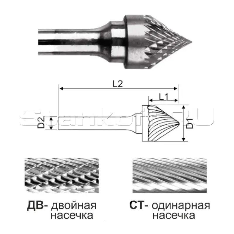 Коническая борфреза с углом 60° SJ1210 ДВ (двойная насечка)