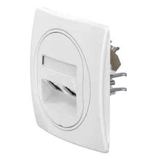 Розетка скрытой установки CADUCEUS ALING EON, двойная, компьютерная, с модулями Keystone RJ45 8P8C, cat.5e, FTP