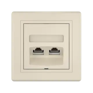 Розетка скрытой установки CADUCEUS ALING PRESTIGE двойная компьютерная с модулями Keystone RJ45 8P8C cat.6, UTP