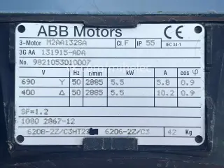 Электродвигатель ABB Motors M2AA132SA 3GA, 5.5 кВт, 2885 об/мин (5,5квт 3000 оборотов)
