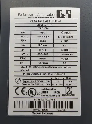 Частотные преобразователи B&amp;R 8I74T400400.010-1