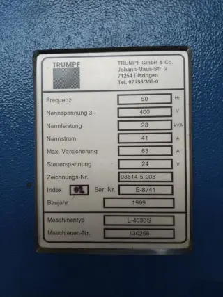 TRUMPF TCL 4030 для лазерной резки