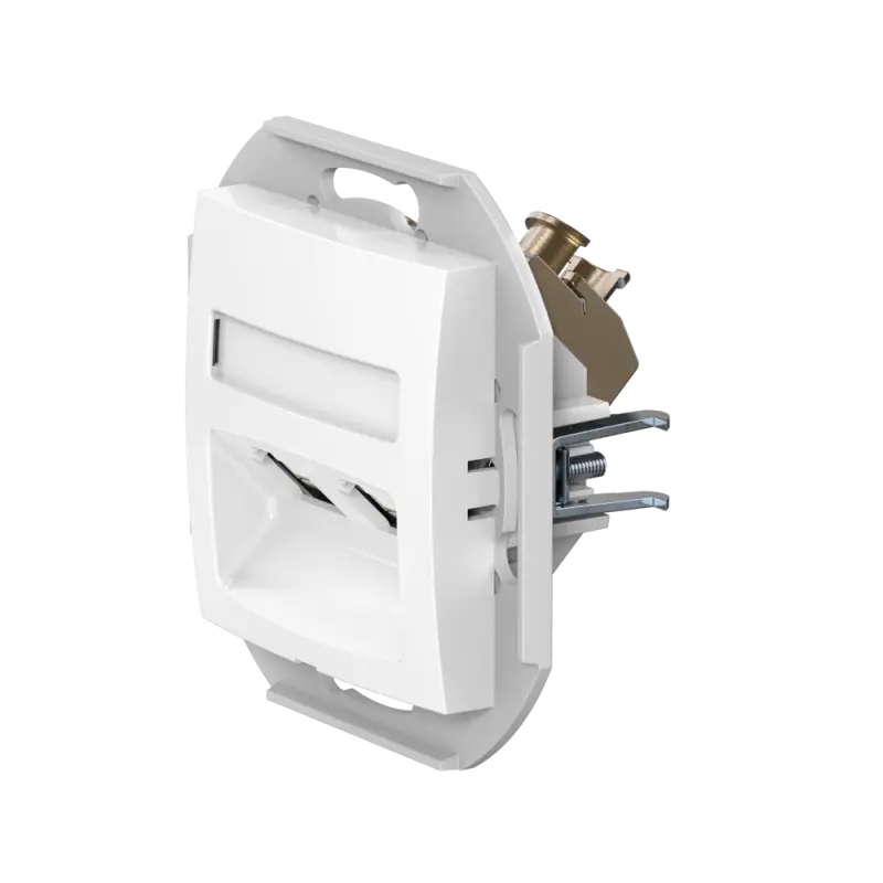Розетка скрытой установки CADUCEUS ALING PRESTIGE двойная, компьютерная с модулями Keystone RJ45 8P8C, cat.5e, FTP, механизм