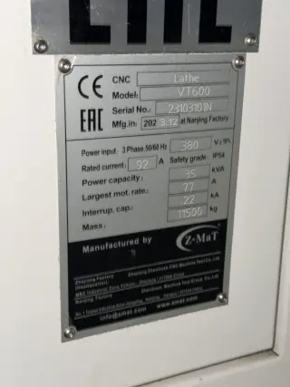 Вертикальный токарный станок с ЧПУ Z-Mat VT600