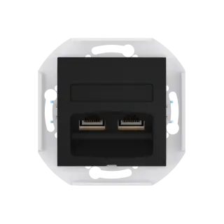 Розетка скрытой установки CADUCEUS ALING PRESTIGE двойная, компьютерная с модулями Keystone RJ45 8P8C, cat.5e, FTP, механизм