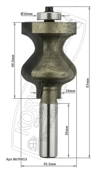 70013. Фреза кромочная фигурная D35.5 H49.5 TL97 Х12 Т\З