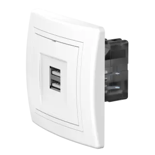 Розетка скрытой установки CADUCEUS ALING PRESTIGE двойная, USB, тип А, для зарядки устройств, 2,1А, 5В=, 250В~