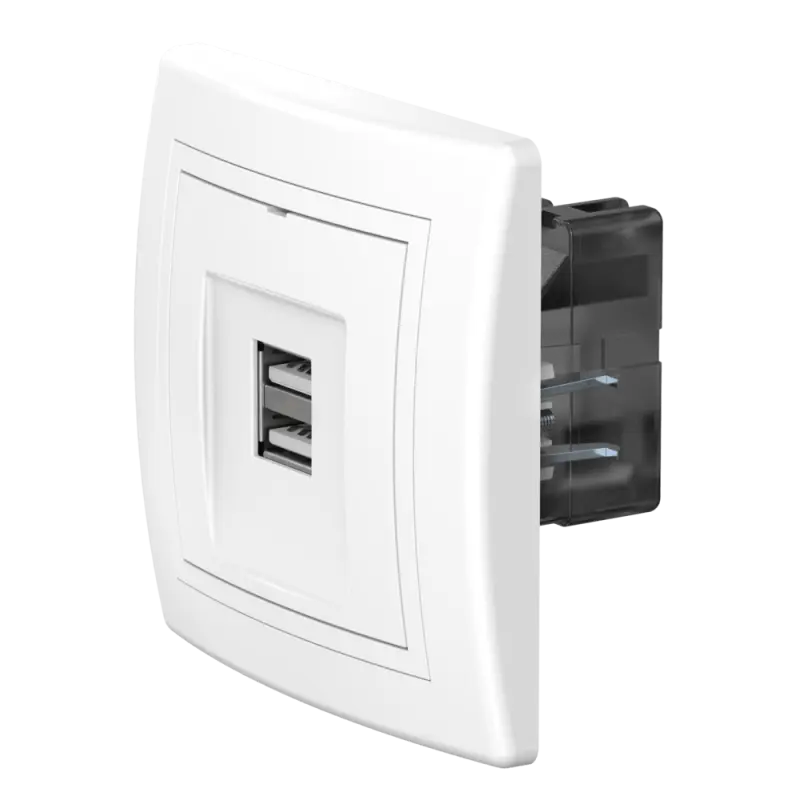 Розетка скрытой установки CADUCEUS ALING PRESTIGE двойная, USB, тип А, для зарядки устройств, 2,1А, 5В=, 250В~