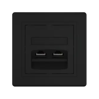 Розетка скрытой установки CADUCEUS ALING PRESTIGE двойная компьютерная с модулями Keystone RJ45 8P8C cat.6, UTP