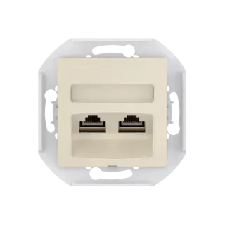 Розетка скрытой установки CADUCEUS ALING PRESTIGE двойная, компьютерная с модулями Keystone RJ45 8P8C, cat.5e, FTP, механизм