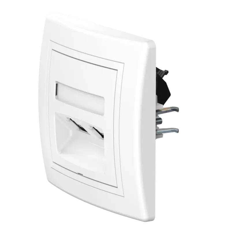 Розетка скрытой установки CADUCEUS ALING PRESTIGE двойная компьютерная с модулями Keystone RJ45 8P8C cat.6, UTP