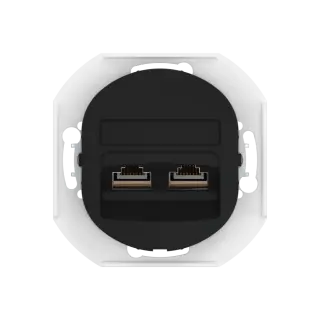 Встраиваемая двойная компьютерная розетка CADUCEUS ALING EON с модулями Keystone RJ45 8P8C cat.5e FTP, механизм