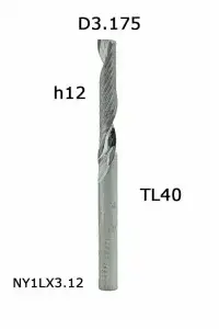 NY1LX3.12. Фреза спиральная однозаходная up D3,175 H12 TL40 Т\З