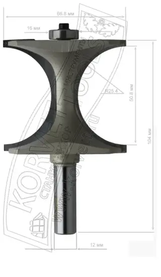 0607-50. Фреза кромочная полустержневая R25.4 D66.8 В50.8 TL112 Х12
