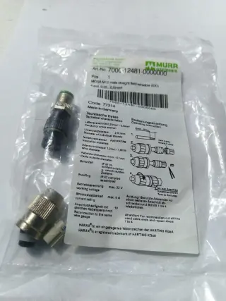 7000-12481-0000000, M12 Вилка, 4 контакта, Murr Electronic
