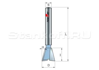 Фреза ласточкин хвост 14гр. Z=2 D=12,7x13 S=8 TIDEWAY LC03030808