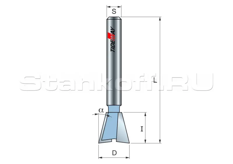 Фреза ласточкин хвост 14гр. Z=2 D=12,7x13 S=8 TIDEWAY LC03030808