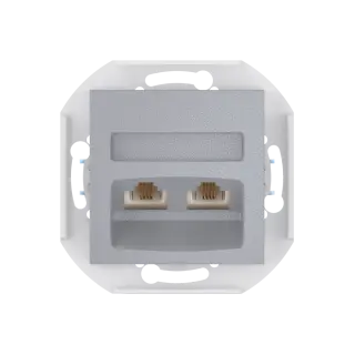 Розетка скрытой установки CADUCEUS ALING PRESTIGE с модулями Keystone 2хRJ12 6P4C, двойная телефонная, механизм