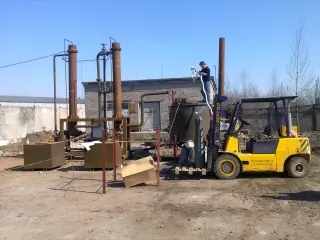 Небольшая мобильная установка по переработке шин в жидкое топливо- дизель и бензин
