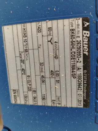 Мотор-редуктор конический BAUER BK60-54HL/DSE11MA4/SP, 4 кВт, 32 об/мин