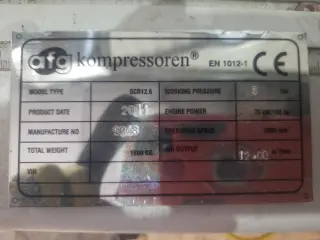 Компрессор винтовой AFG Kompressoren SCR 12.6 75 квт. 8 бар, 12.000л.м