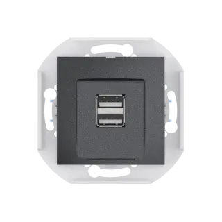 Розетка скрытой установки CADUCEUS ALING PRESTIGE двойная, USB, тип А, для зарядки устройств, 2,1А, 5В=, 250В~, механизм