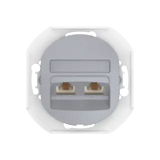 Механизм встраиваемой двойной телефонной розетки CADUCEUS ALING EON с модулями Keystone 2хRJ12 6P4C