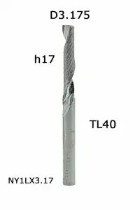 NY1LX3.17. Фреза спиральная однозаходная D3,175 H17 TL40 верхний рез(up)