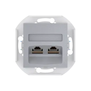 Розетка скрытой установки CADUCEUS ALING PRESTIGE двойная, компьютерная с модулями Keystone RJ45 8P8C, cat.5e, FTP, механизм