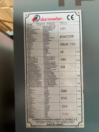 Координатно-пробивной пресс Durma TP123