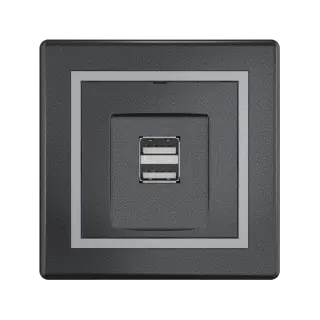 Розетка скрытой установки CADUCEUS ALING PRESTIGE двойная, USB, тип А, для зарядки устройств, 2,1А, 5В=, 250В~