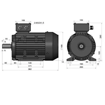 Эл.двигатель ESQ PR 100 L6 GST-Б1-S12-IE2 2.2/1000 IM 1081
