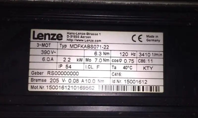 Сервомотор lenze TYPmdfkabs071-22 (Германия) Новый