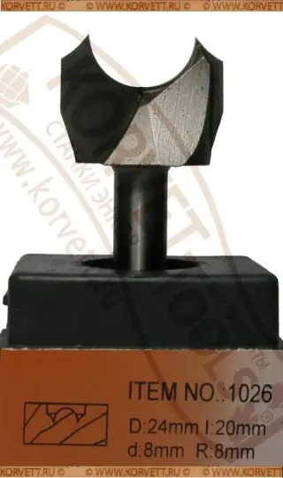 1026-8 Gl.Фреза для изготовления розеток R8 D24 H20 Х8