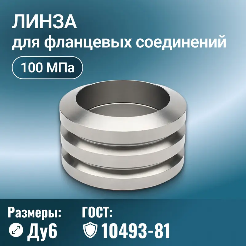 Линза для фланцевых соединений ГОСТ 10493-81, Ду 6 мм, Ру 100 МПа