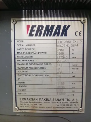 Станок лазерной резки ermaksan SM 3000х1500 2000W
