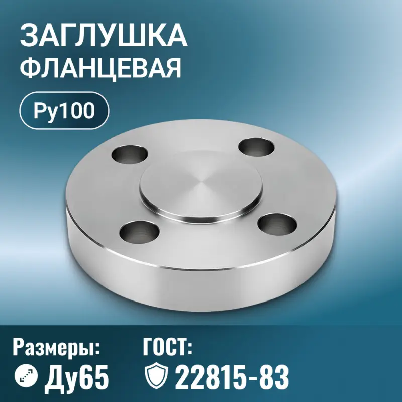 Заглушка фланцевая Ду 65 мм, ГОСТ 22815-83, Ру 100 МПа