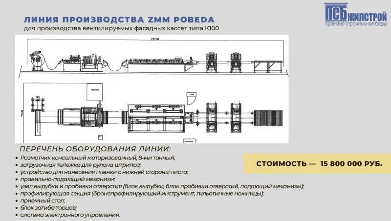 Автоматическая линия производства ZMM POBEDA для производства вентилируемых фасадных кассет типа К100