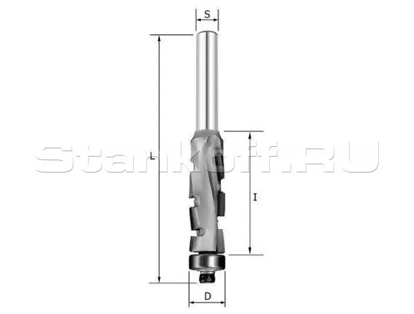 Фреза прямая алмазная Rotis Z1+1 (ниж. подшипник) D=12.7x25x70 S=12 ROTIS 110.122512BB