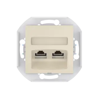Розетка скрытой установки CADUCEUS ALING PRESTIGE двойная, компьютерная с модулями Keystone RJ45 8P8C, cat.5e, UTP, механизм
