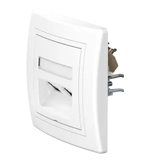 Розетка скрытой установки CADUCEUS ALING PRESTIGE двойная компьютерная с модулями Keystone RJ45 8P8C, cat.6, FTP