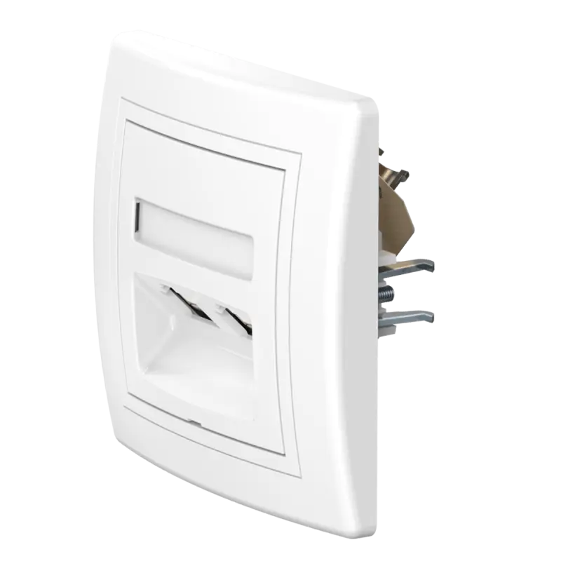 Розетка скрытой установки CADUCEUS ALING PRESTIGE двойная компьютерная с модулями Keystone RJ45 8P8C, cat.6, FTP